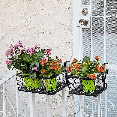 black planter boxes hanging off a metal rail|Farmlyn Creek 2 Pack Black Metal Wall Hanging .